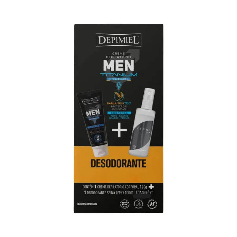 Kit Depimiel Creme Depilatório Corporal Men 120g + Desodorante Spray Zephy 100ml Kit Depimiel Des Aero Men
