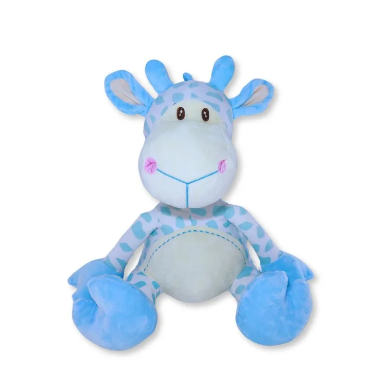 Girafa de Pelúcia Azul Plush Fizzy Toys Leo Macia e Antialérgica para Crianças, Presente e Decoração