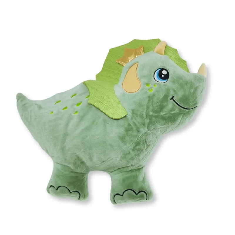 Tricerátops Verde de Pelúcia Fizzy Toys 41cm Almofada Super Macia Infantil