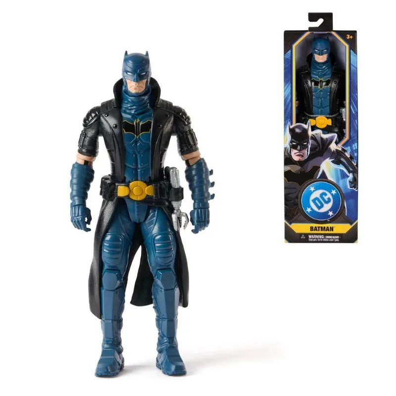 Boneco Batman DC Sunny 30cm Articulado Traje Azul Sobretudo Preto Colecionável