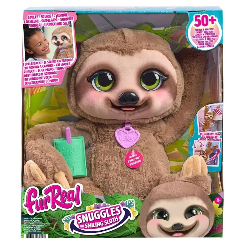 Bicho Preguiça de Pelúcia Interativo FurReal Nuggles 50+ Sons e Reações Sunny