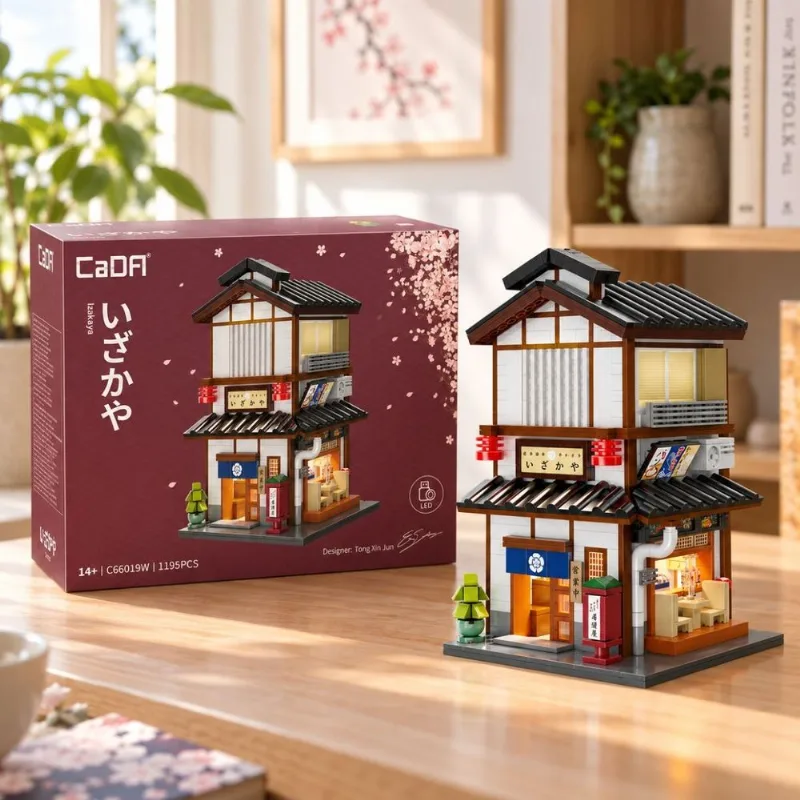 Blocos de Montar CaDA Izakaya Bar Japonês com LED 1195 Peças 14+