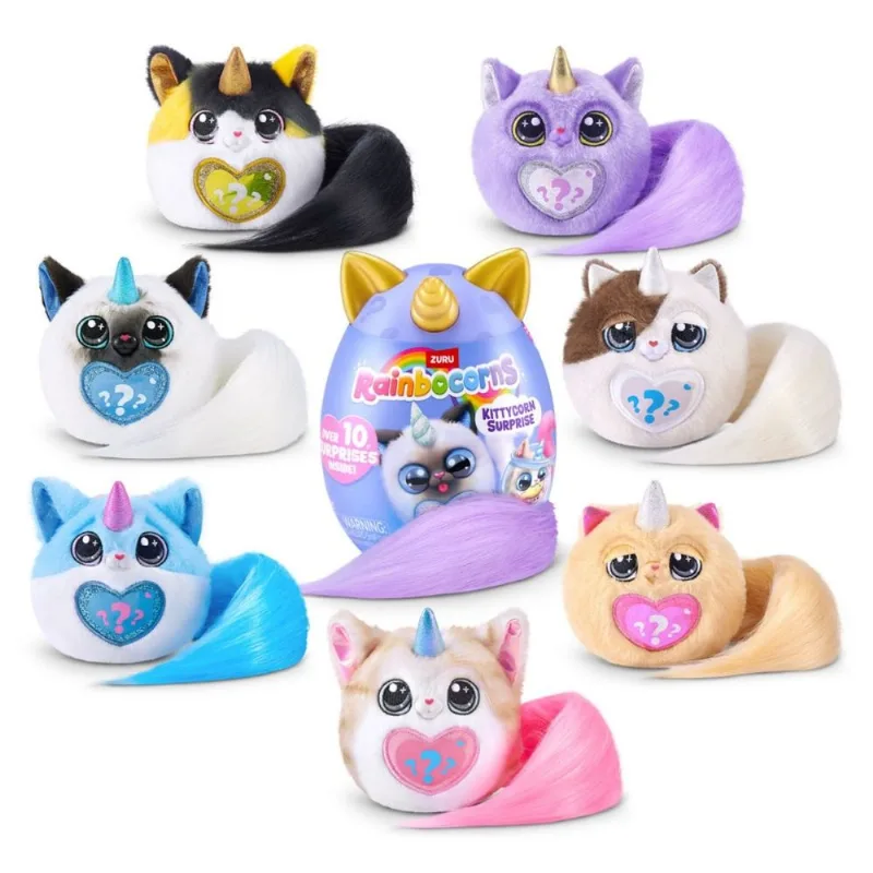 Pelúcia Surpresa Rainbocorns Kittycorn Zuru Gatinho Unicórnio Colecionável
