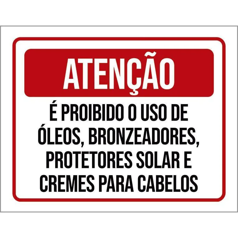 Placa Proibido Óleos Bronzeadores Cremes Protetor 36X46 - Não Disponível - Beleza E Perfumaria