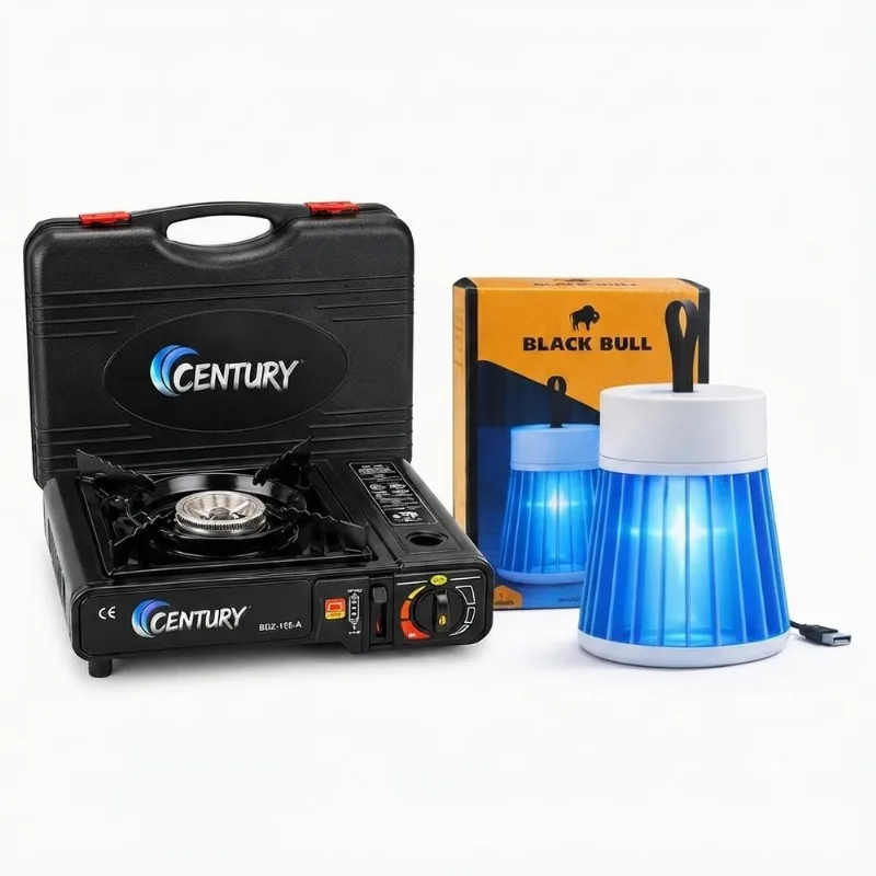Kit Aventura e Conforto: Fogareiro Portátil a Gás + Luminária Mata Mosquito USB