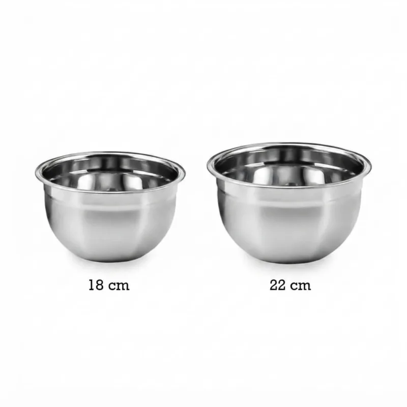 Kit Conjunto de Tigelas Bowl em Inox: 18cm + 22cm (Multiuso Profissional) - Genérica - Utilidades Domesticas