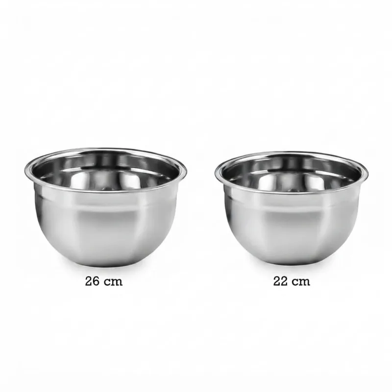 Kit Conjunto de Tigelas Bowl em Inox: 22cm + 26cm (Multiuso Profissional) - Genérica - Utilidades Domesticas