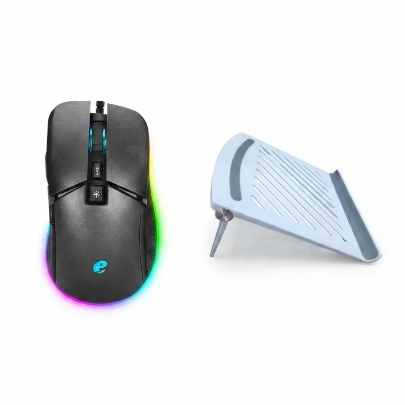Kit Home Office: Suporte Ergonômico Ajustável para Laptop + Mouse Gamer com DPI Ajustável e RGB