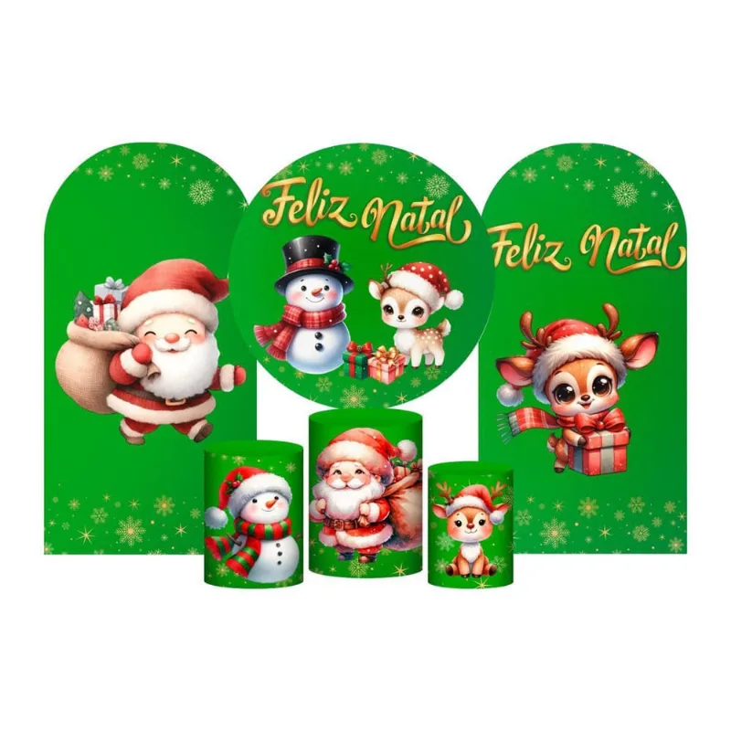 Kit Casado Natal 3D Painel Redondo + Trio Cilindro + 2