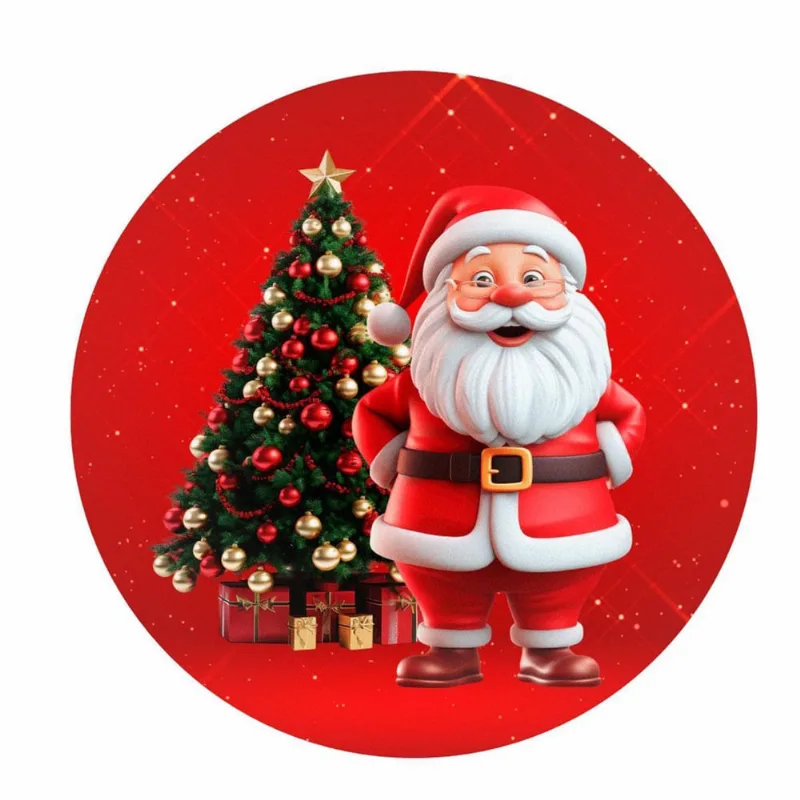 Painel Redondo Natal Decoração 3D Tecido 1,50M X 1,50M