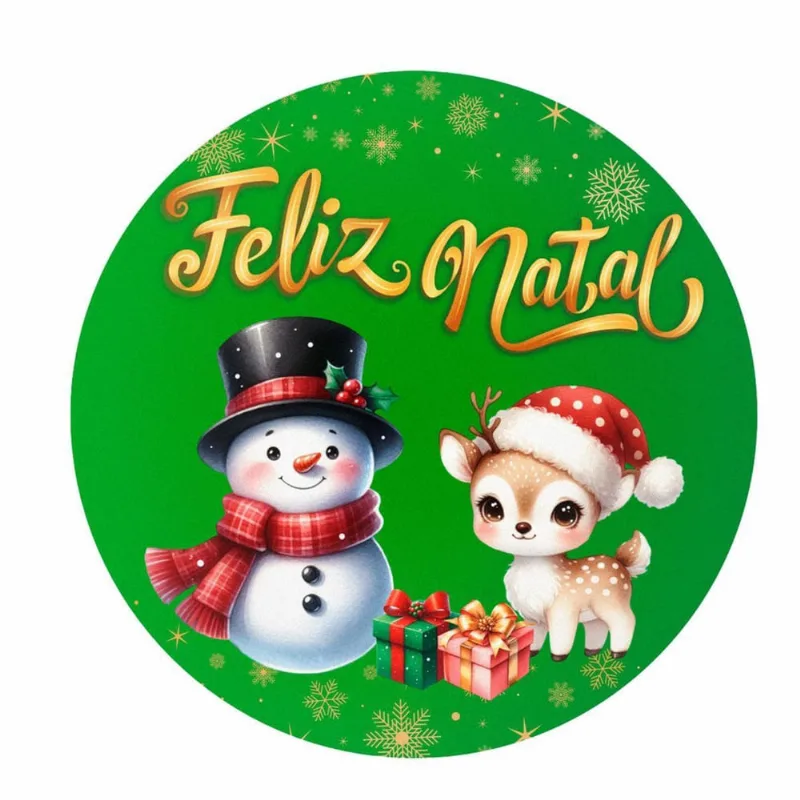 Painel Redondo Natal Decoração 3D Tecido 1,50M X 1,50M