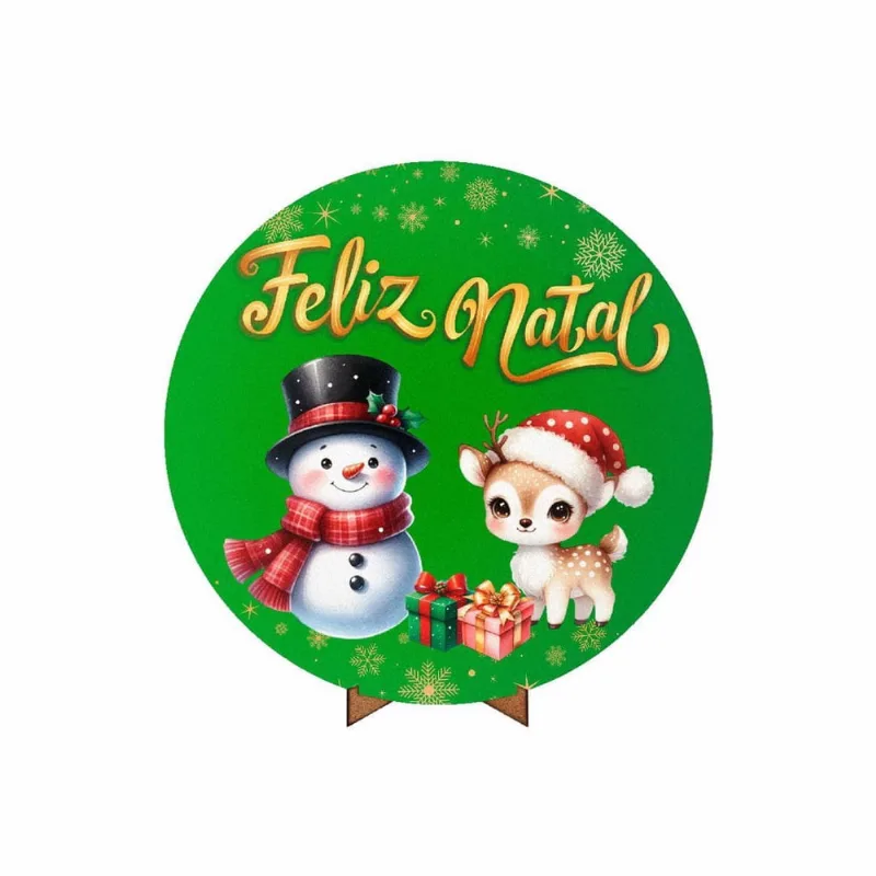 Painel Redondo 3D Natal 50Cm X 50Cm Em Tecido Suporte Mdf