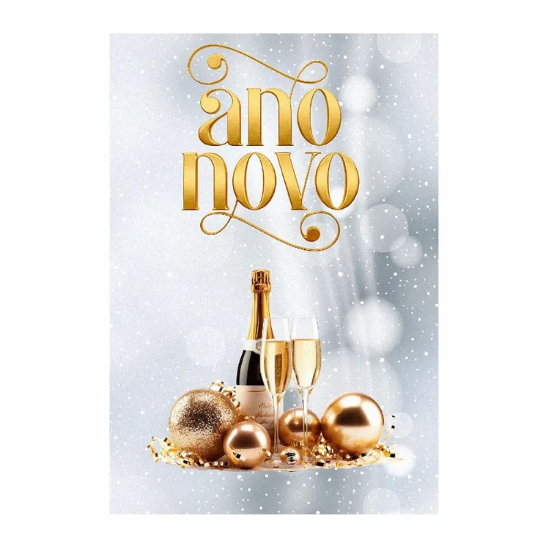 Painel Festa Retangular Ano Novo Reveillon 3D 1,50M X 2,20
