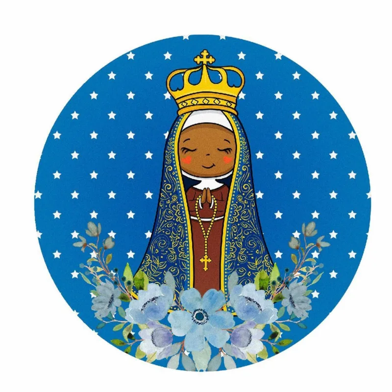 Painel Redondo Nossa Senhora Aparecida 3D Tecido 1,50M X
