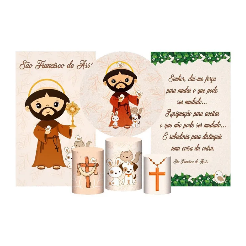 Kit Casado São Francisco Painel Redondo Trio Capas Cilindro