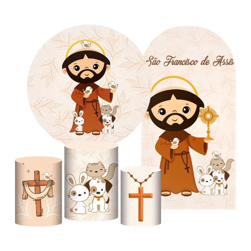 Kit Casado São Francisco 3D Painel Redondo Trio Capas
