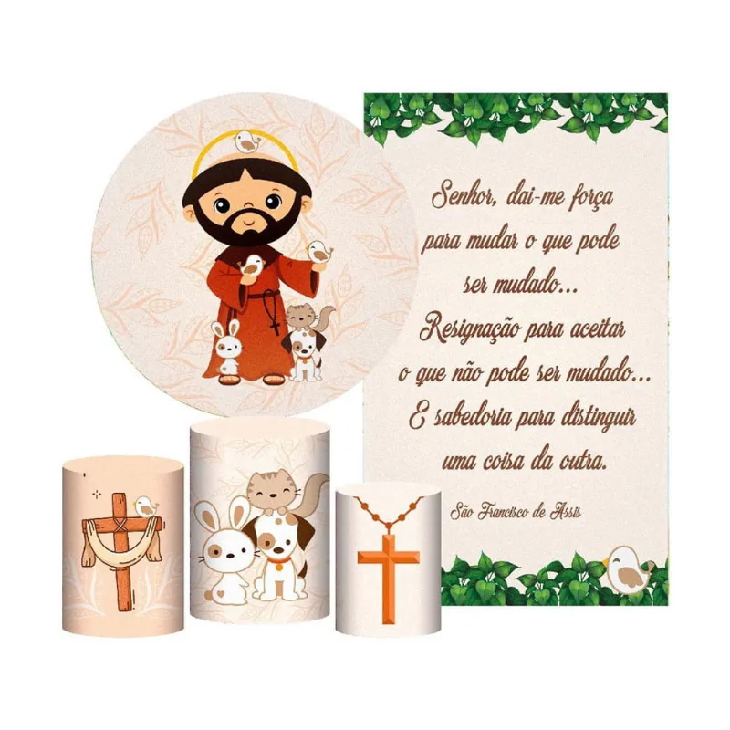 Kit Casado São Francisco Painel Redondo Trio Capas Cilindro
