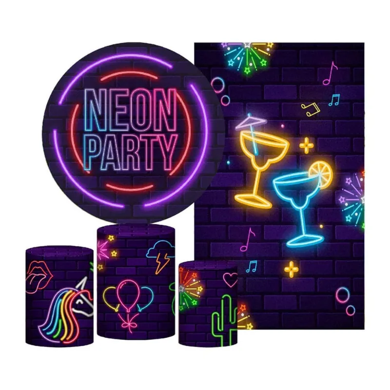 Kit Casado Neon Painel Redondo Trio Capas Cilindro