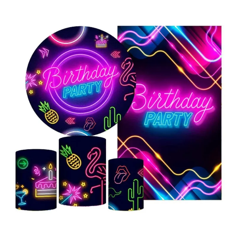 Kit Casado Neon Painel Redondo Trio Capas Cilindro