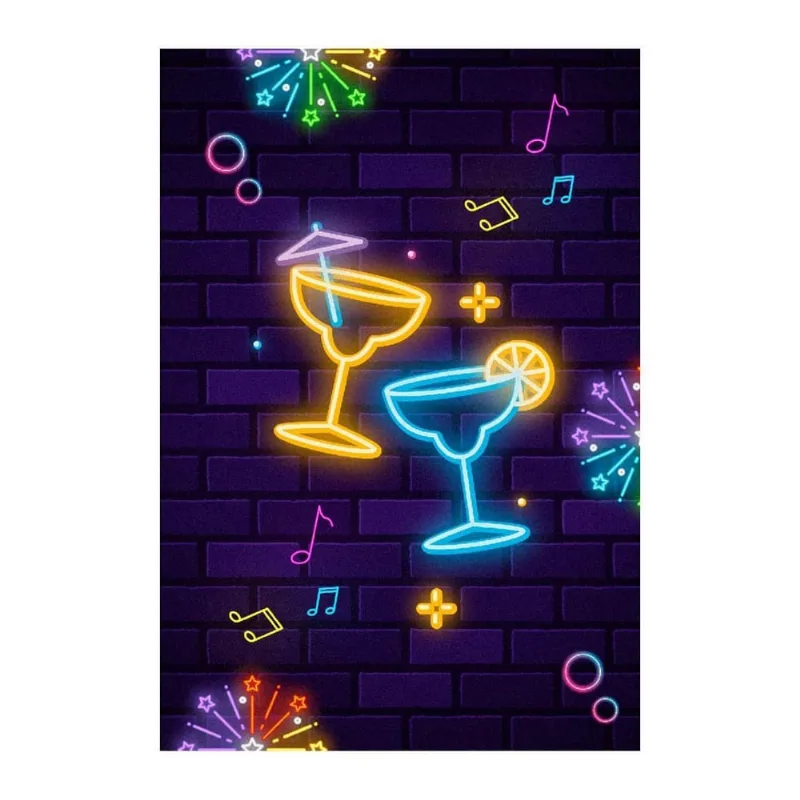 Painel De Festa Retangular 3D Neon Casadinho 1,50M X 2,20