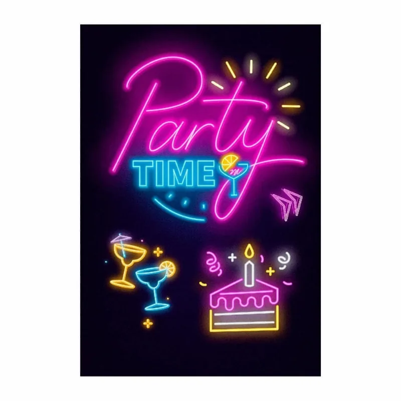 Painel De Festa Retangular 3D Neon Casadinho 1,50M X 2,20