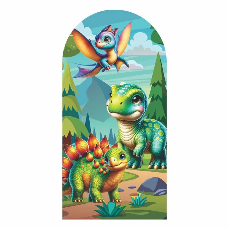 Painel Romano Dinossauro Decoração 3D Em Tecido 200X100Cm