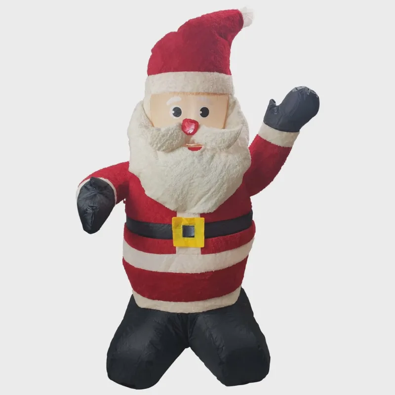 Papai Noel Inflável Iluminado Veludo Enfeite Natal Natalino Grande Decoração Loja Inflador Embutido