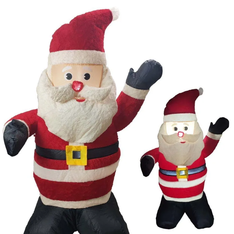 Papai Noel Inflável Veludo Iluminado Enfeite Natal Natalino Grande Inflador Embutido Decoração Loja