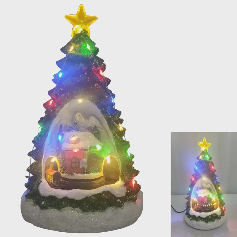 Vila Natalina Arvore de Natal toca Musicas Iluminação com Luz Movimento Enfeite Luxo Decoração