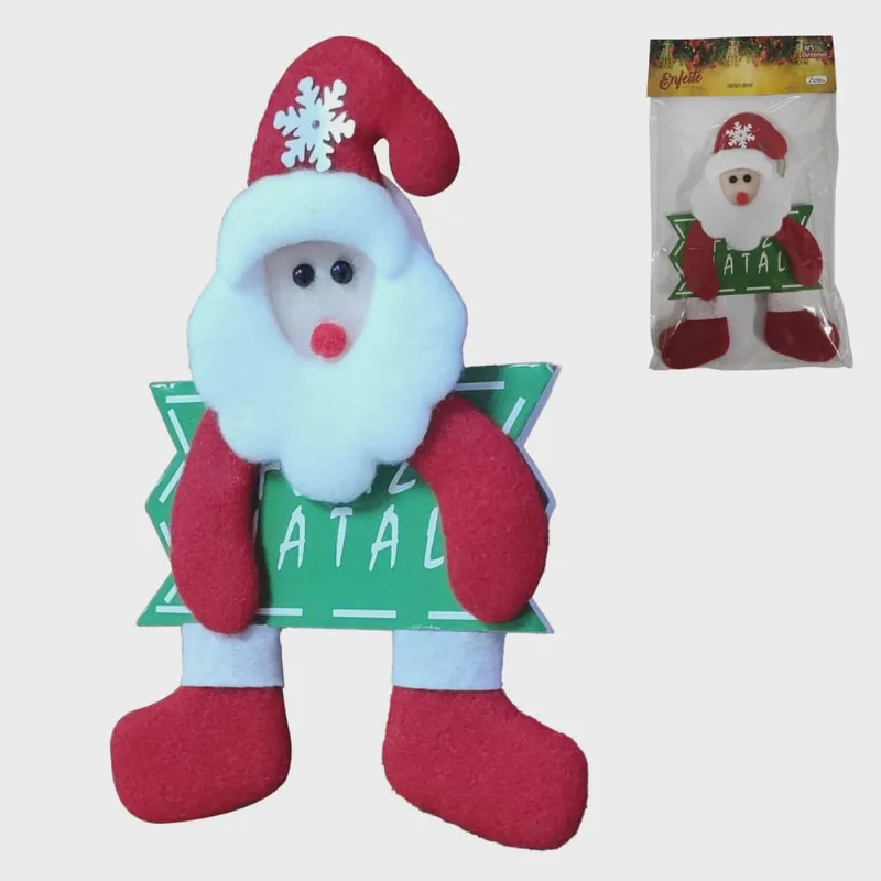 Enfeite para Arvore de Natal Porta Papai Noel com Placa Feliz Natal Pendente Casa Apartamento Festas Decoração