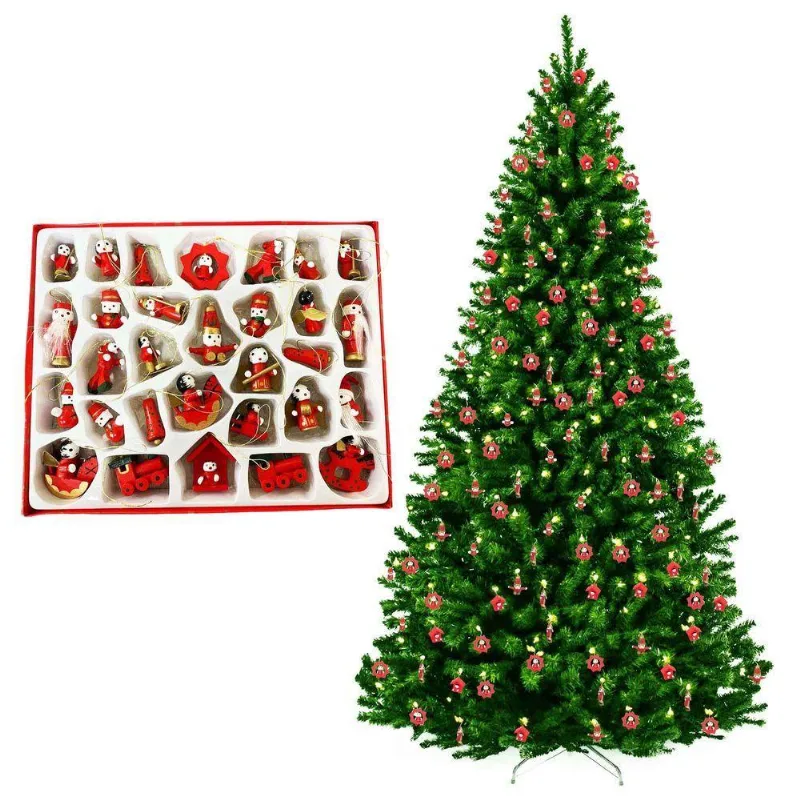 Enfeites Para Arvore De Natal Madeira Bonecos Decoração Natalino Sala Casa Ornamentação Festas Fim De Ano - OUTRAS