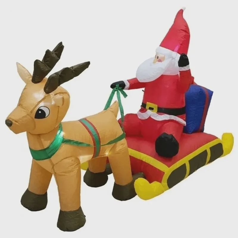Papai Noel Rena Treno Inflavel Decoraçao Natal Natalino Shopping Loja Comercio Casa Quintal Varanda Festa Fim de Ano Merry Christimas Advento