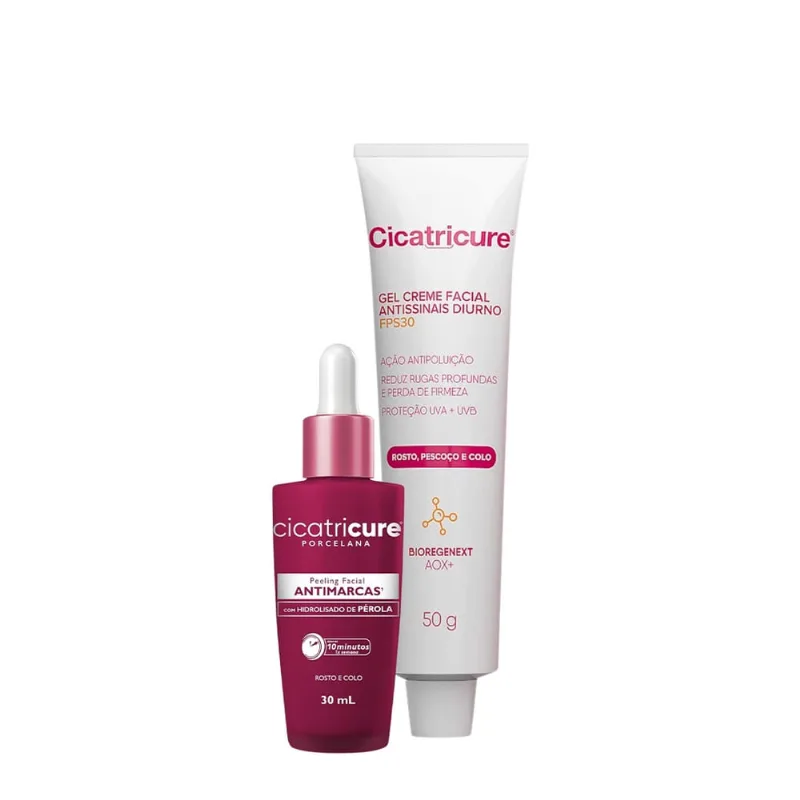 Kit Cicatricure Porcelana Peeling Antissinais fps 30 Sérum Creme (2 produtos)