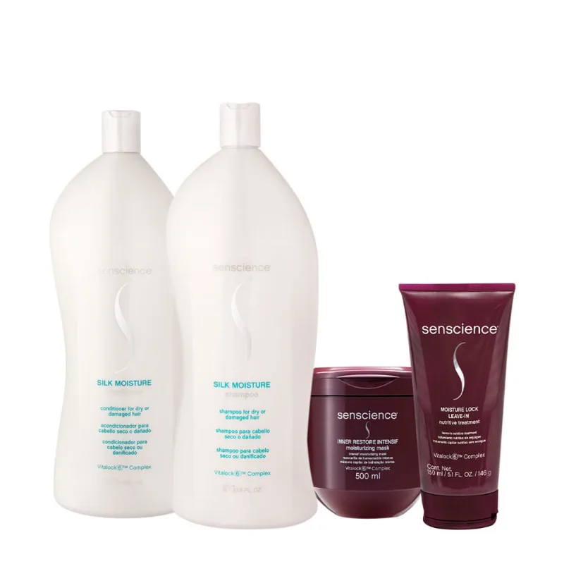 Kit Senscience Silk Moisture Lock Intensif Salon Total Leave-in (4 produtos)