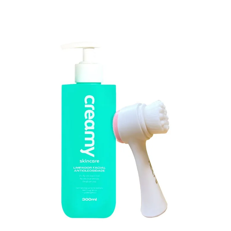 Kit Creamy Skincare Limpador Antioleosidade Escovinha Facial (2 produtos)
