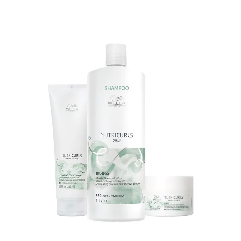 Kit Wella Professionals NutriCurls - Cuidado Essencial para Cachos (3 produtos)