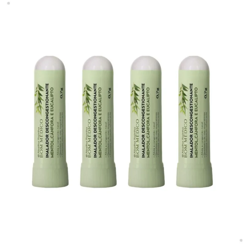 Kit 4 Inalador Descongestionante Mentol Cânfora Eucalipto