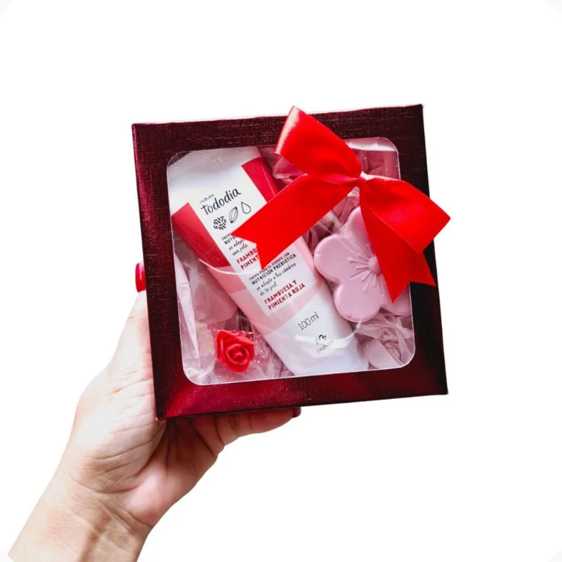 Presente Laço Vermelho Caixa Marsala + Sacola Prático Pronto