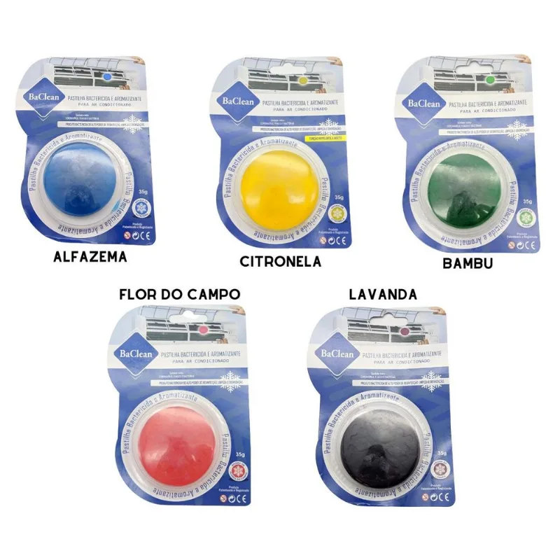 Kit 5 Pastilhas Bactericida Aroma Ar Condicionado 35gr