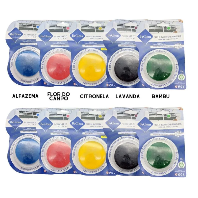 Kit 10 Pastilhas Bactericida Aroma Ar Condicionado