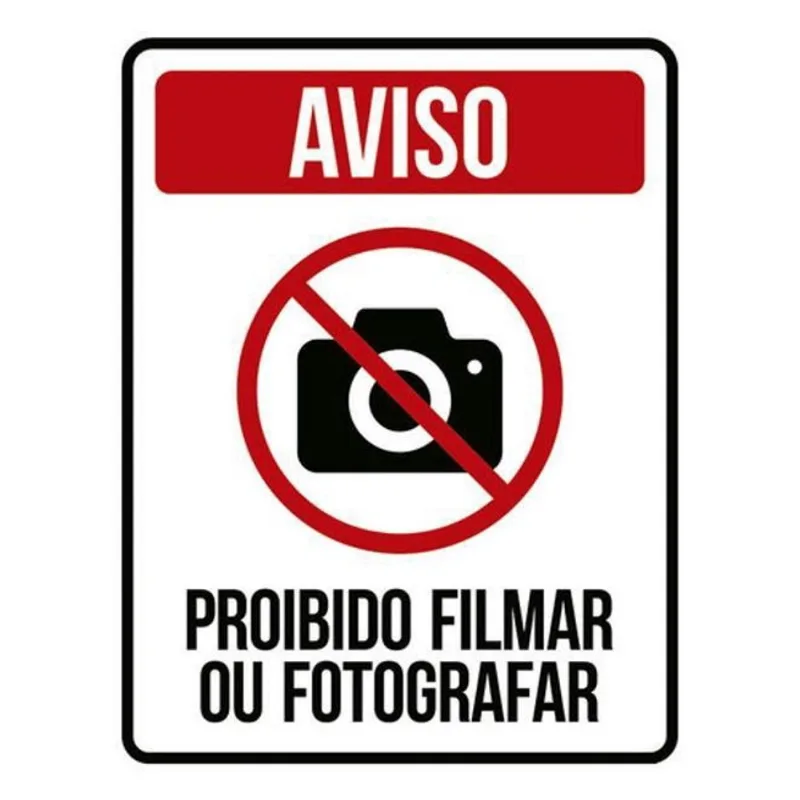 Kit 10 Placas Aviso Proibido Filmar Fotografar Ícone 36X46