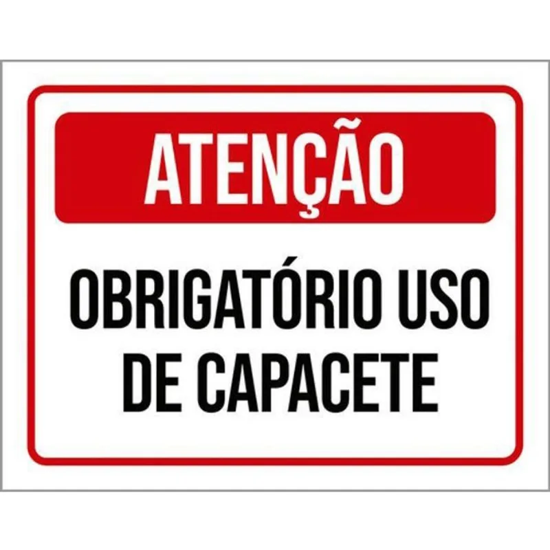 Kit 10 Placas Atenção Obrigatório Capacete 36X46