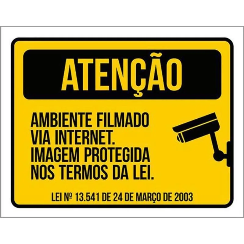 Kit 10 Placas Ambiente Filmado Internet Lei 36X46
