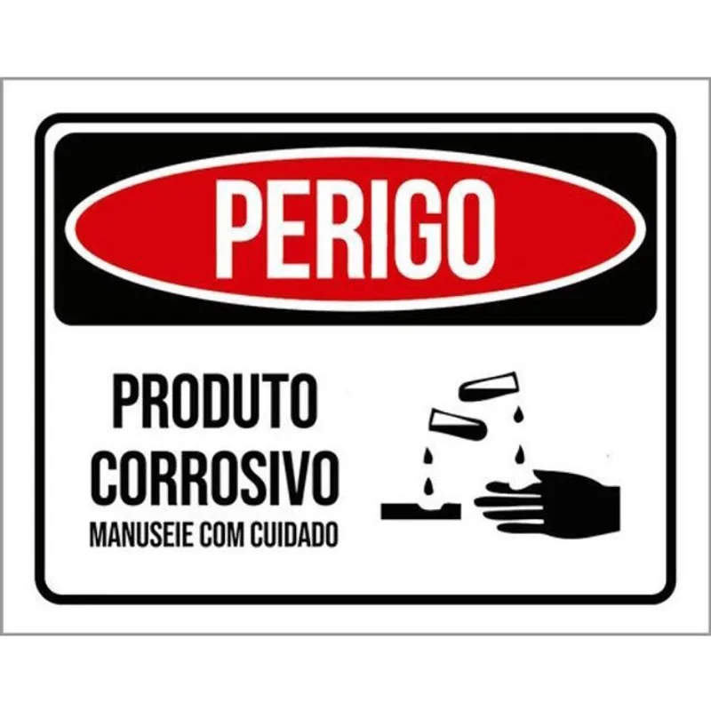 Kit 10 Placas De Perigo Produto Corrosivo 36X46