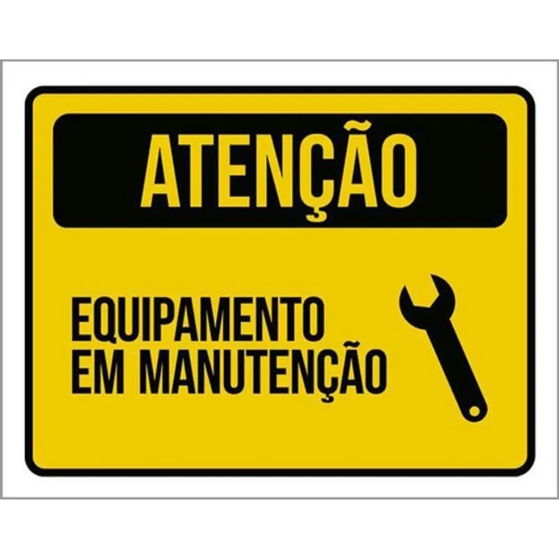 Kit 10 Placas Atenção Equipamento Manutenção Amarela 36X46