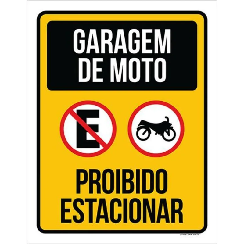 Kit 10 Placas Garagem De Moto Proibido Estacionar 36x46