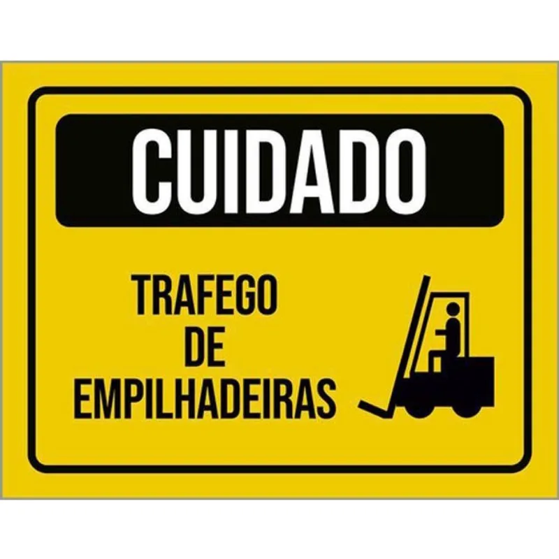 Kit 10 Placas Cuidado Trafego Empilhadeiras Amarela 36X46