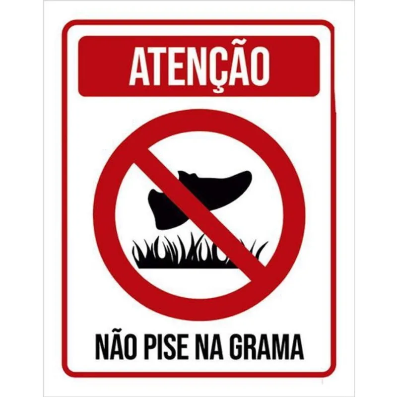 Kit 10 Placas Atenção Não Pise Na Grama 36X46