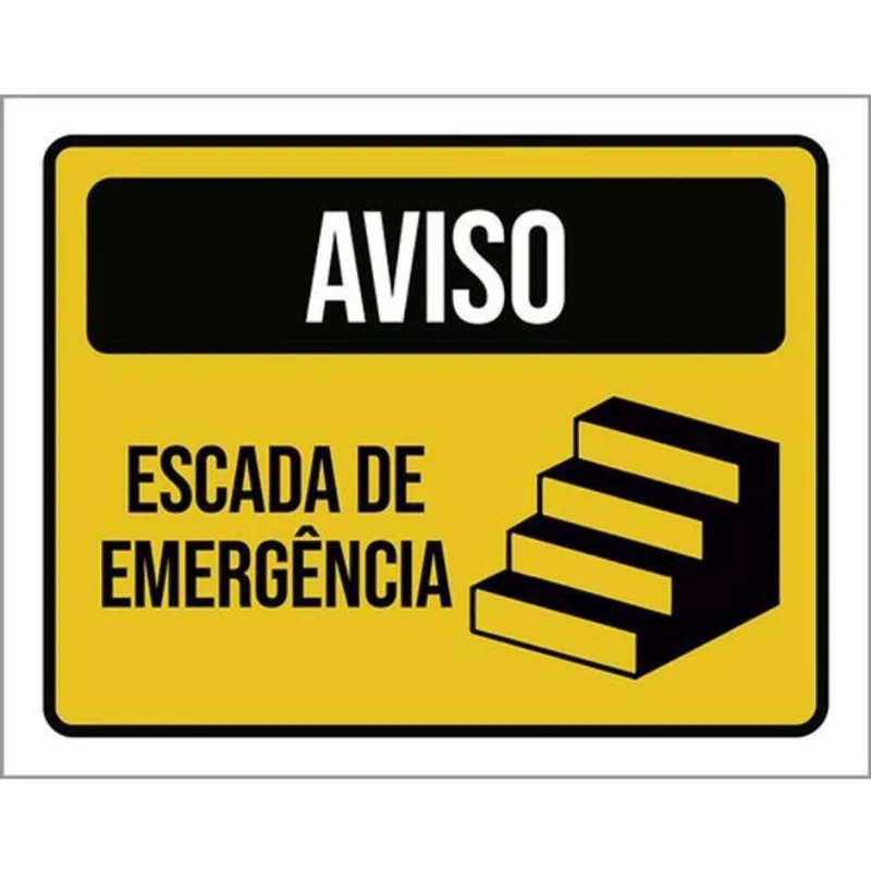Kit 10 Placas Aviso Escada De Emergência 36X46