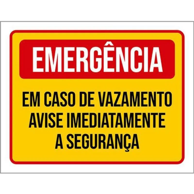 Kit 10 Placa Emergência Caso Vazamento Avise Segurança 36X46
